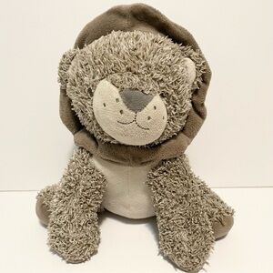 Carters Lion Plush Stuffed Animal Soft Gray Toy Lovey Sitting 8” 2015